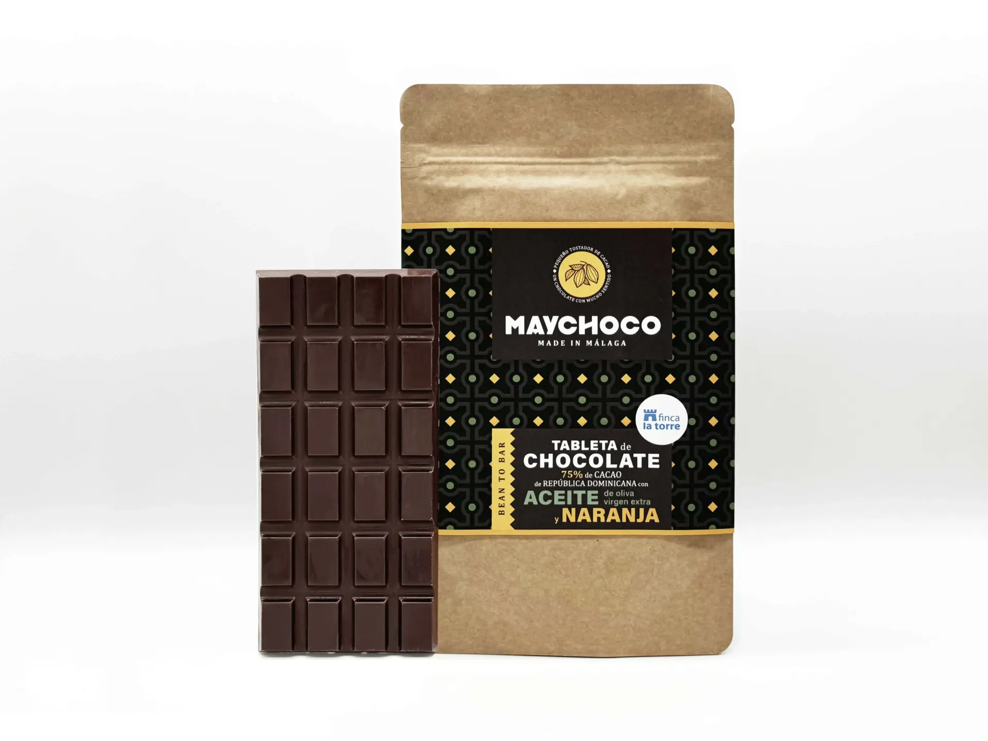 MAYCHOCO chocolate AOVE y naranja con tableta