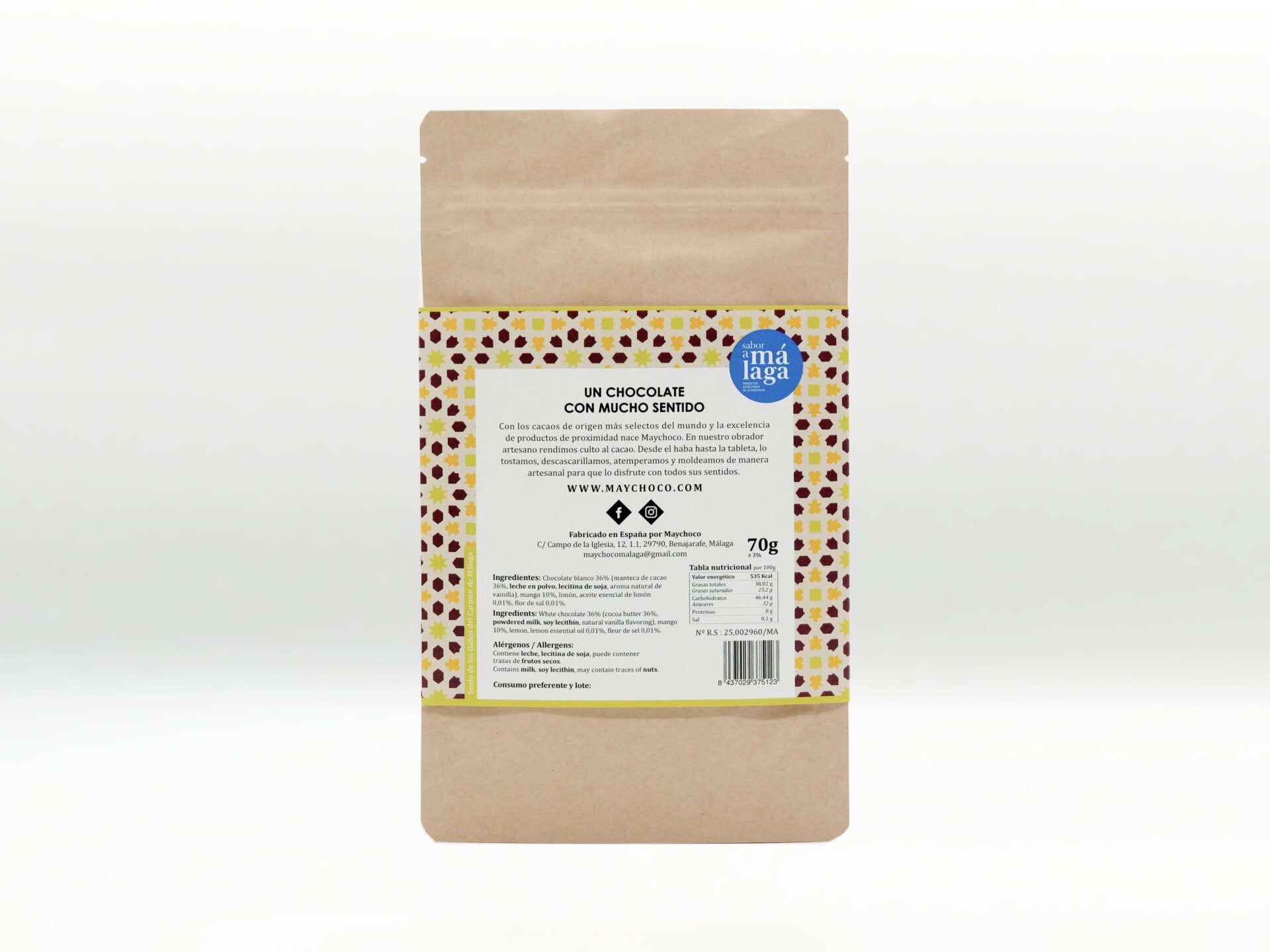 Tableta de Chocolate Blanco con Mango, Limón y Flor de Sal - Image 5