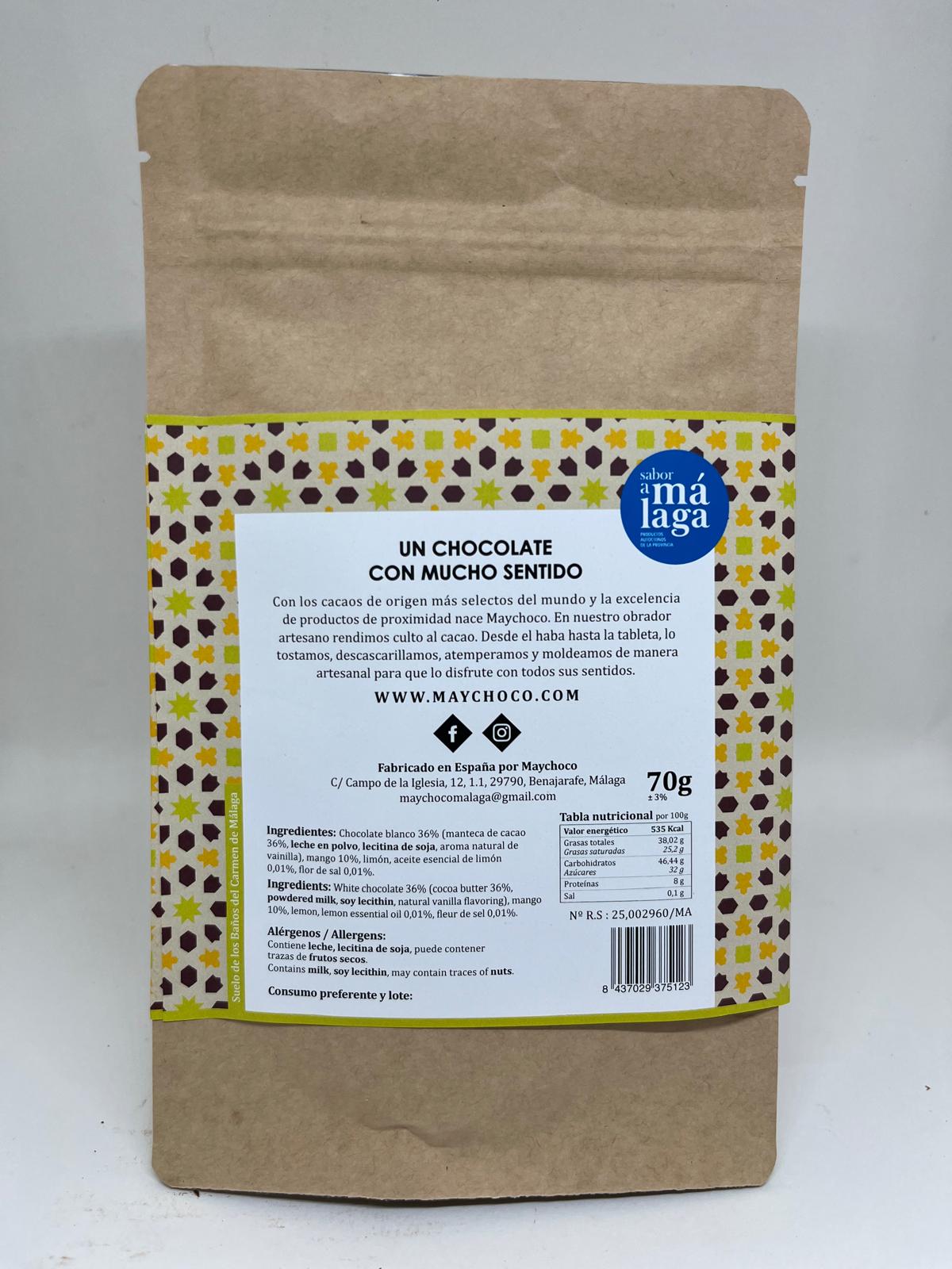 Tableta de Chocolate Blanco con Mango y Flor de Sal - Imagen 3