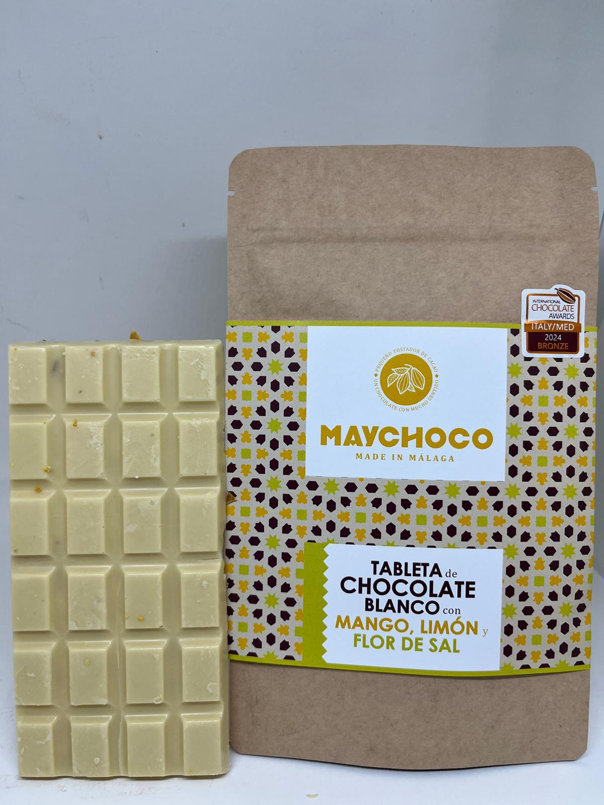 Tableta de Chocolate Blanco con Mango y Flor de Sal - Imagen 2